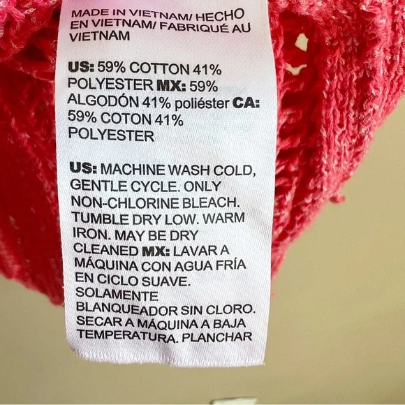 CHICO’S coral open knit sweater size XL with side slits perfect for spring EUC - Picture 4 of 7